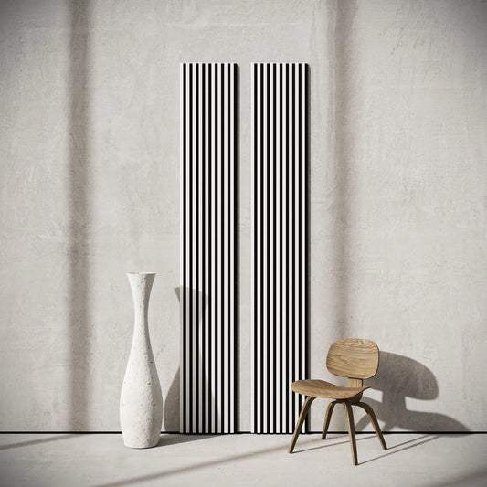 Panou Riflaj Decorativ Acustic, Alb, Baza Pâslă, 2600x400mm, 1,04m²