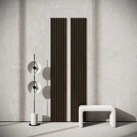 Panou Riflaj Decorativ, Negru, Baza HDF Stejar, 2600x400mm, 1,04m²