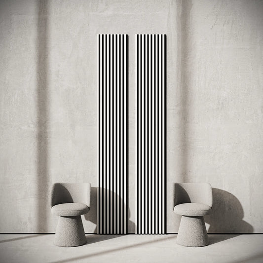 Panou Riflaj Decorativ, Alb, Baza HDF Negru, 2600x400mm, 1,04m²