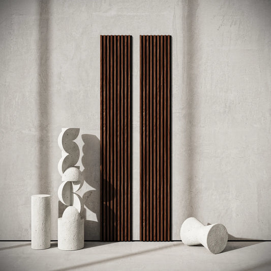 Panou Riflaj Decorativ, Nuc, Baza HDF Negru, 2600x400mm, 1,04m²