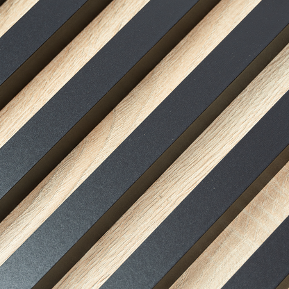 Panou Riflaj Decorativ, Negru, Baza HDF Stejar, 2600x400mm, 1,04m²