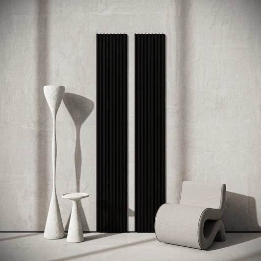 Panou Riflaj Decorativ Acustic, Negru, Baza Pâslă, 2600x400mm, 1,04m²