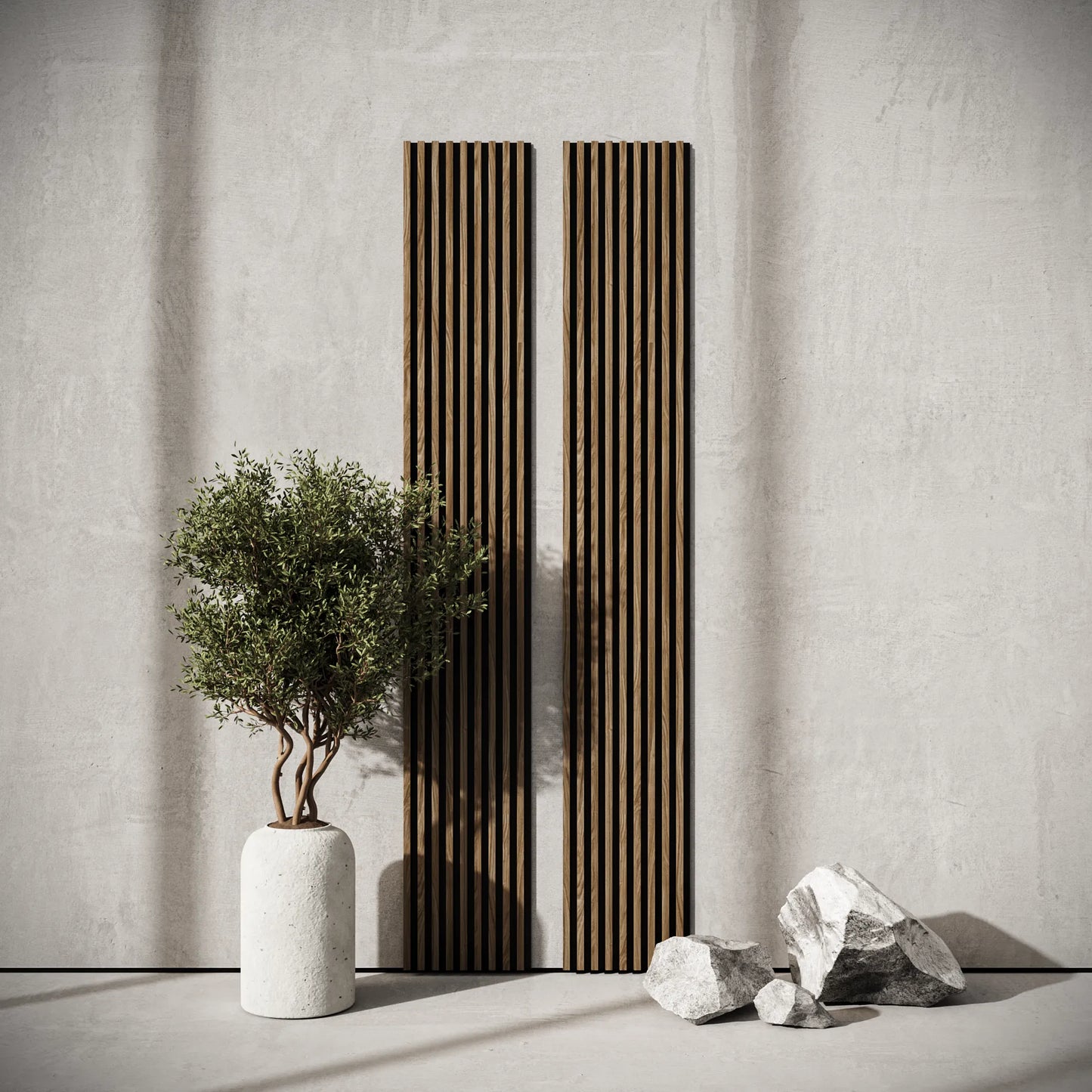 Panou Riflaj Decorativ, Stejar Alpine, Baza HDF Negru, 2600x400mm, 1,04m²