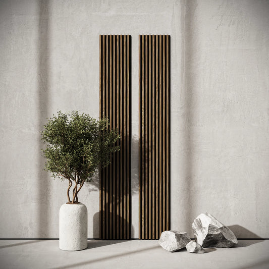 Panou Riflaj Decorativ, Stejar Alpine, Baza HDF Negru, 2600x400mm, 1,04m²